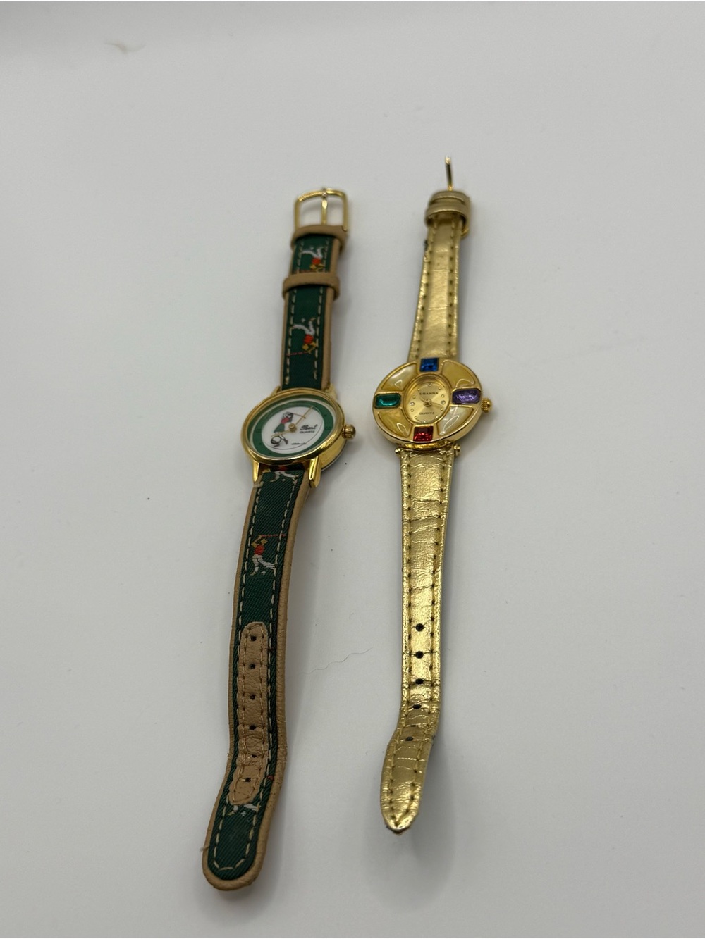 Set of two Leanna Gold-tone Women's Fashion Watch with Multi-Gem Dial